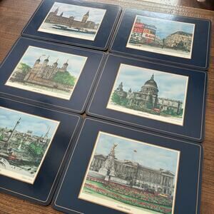 Vintage Pimpernel London Scenes Placemats Cork Back Set